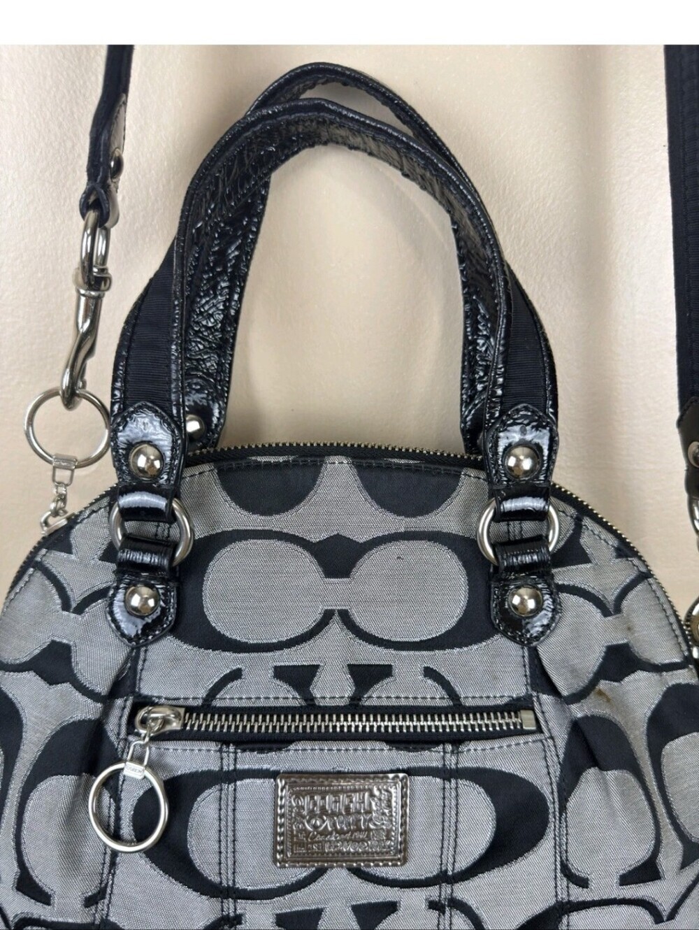 Coach POPPY- Y2K- Signature Satchel/Crossbody- Grey & Black- W/Bag Charm - Picture 5 of 15
